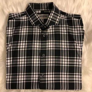 Express platted black and white button down shirt